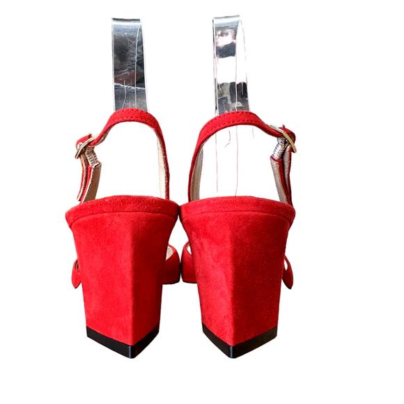 Tamara Mellon NWOB Liaison 55 Red Suede Pointed Toe Low Heel Slingback Pumps 37 - Picture 5 of 11